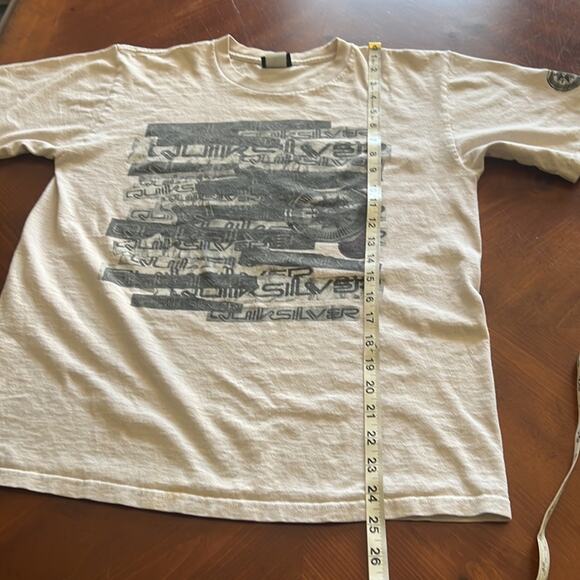 Quiksliver Mens Size Small Beige Logo Print Tee Shirt - Picture 7 of 7